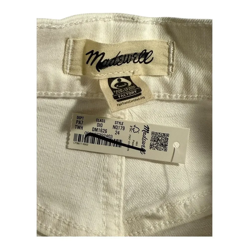 NEW Madewell Women’s Size 0 (24) Tile White The '90s‎ Straight Crop Jean NWT